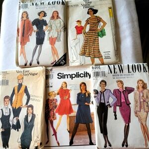 Bundle of 5 vintage sewing patterns 80s/90s